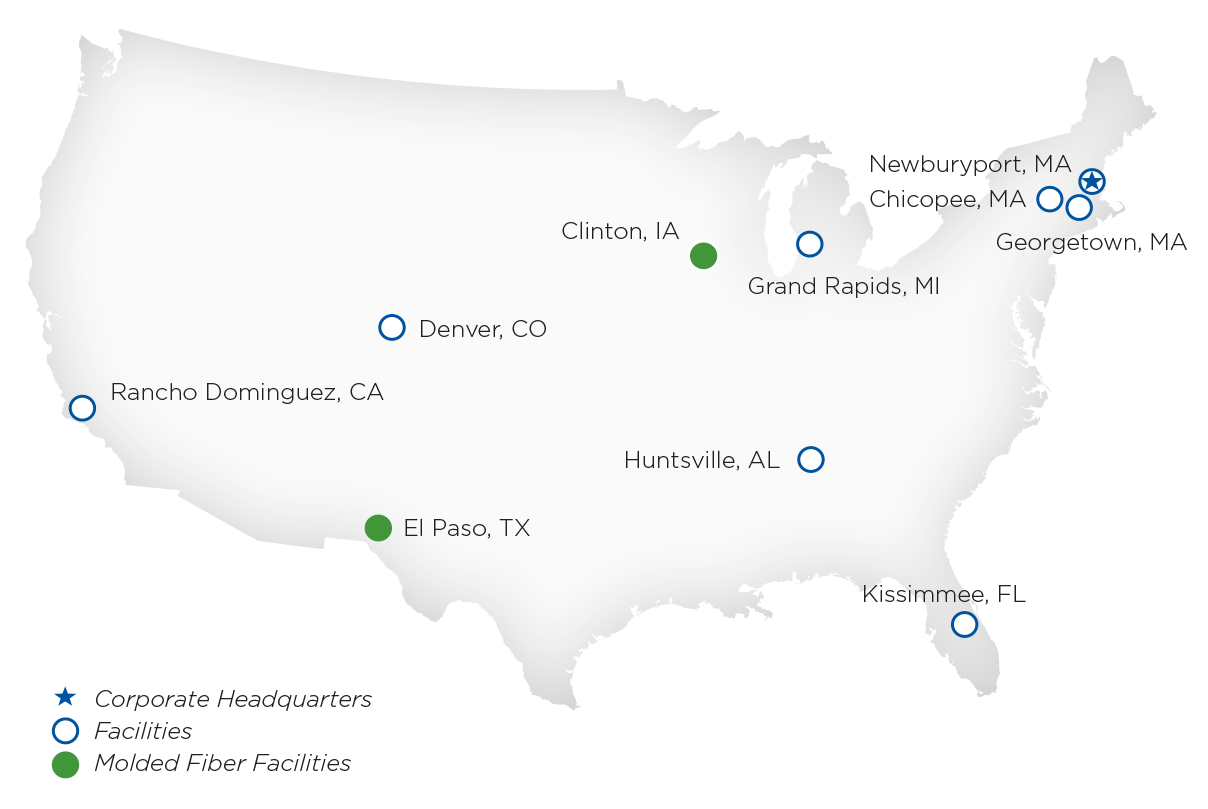 Molded Fiber Technology (MFT) Molded Fiber Locations Map
